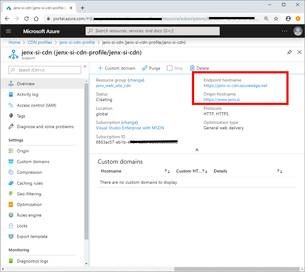 azrue cdn endpoint configuration