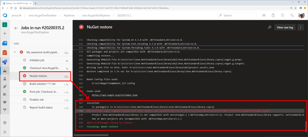 Azure DevOps: The Nuget Command Failed With Exit Code(1). Packages ...