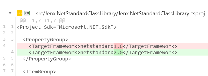 net standard 1.6 to 2.0 in csproj