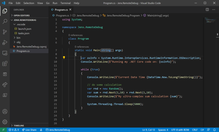 visual studio code debug shows debug console